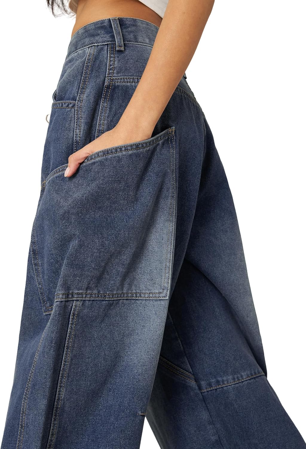 Aelfric Eden Mens Jeans Big Pocket Barrel Pants Loose Oversized Baggy Wide Leg Jean Casual Hip Hop Y2K Denim Pant Streetwear - Image 5