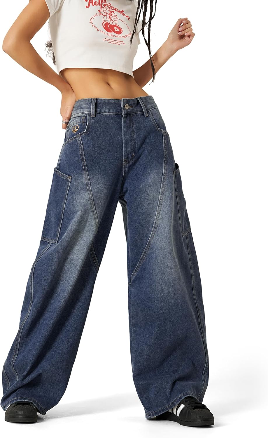 Aelfric Eden Mens Jeans Big Pocket Barrel Pants Loose Oversized Baggy Wide Leg Jean Casual Hip Hop Y2K Denim Pant Streetwear - Image 3