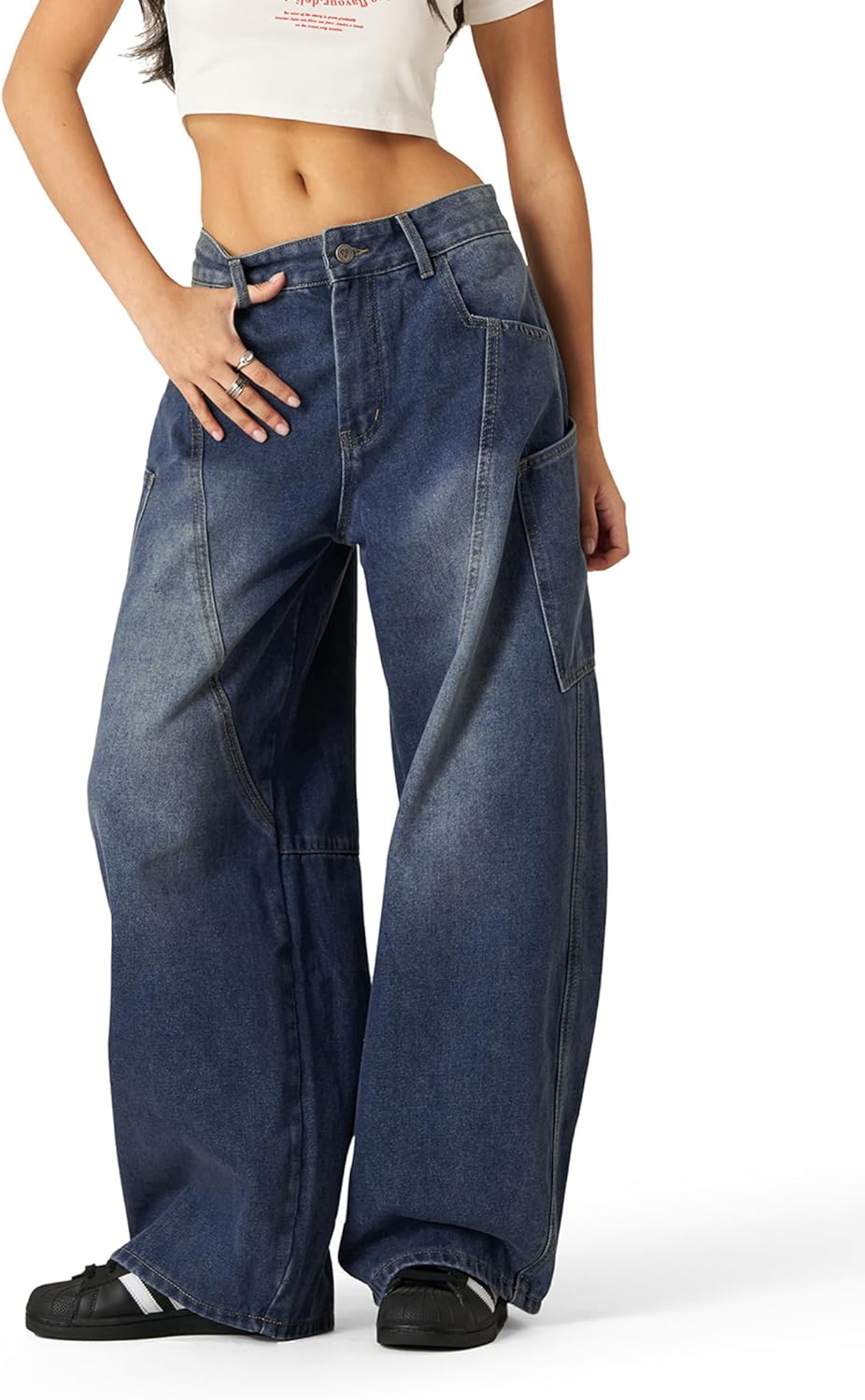 Aelfric Eden Mens Jeans Big Pocket Barrel Pants Loose Oversized Baggy Wide Leg Jean Casual Hip Hop Y2K Denim Pant Streetwear - Image 2