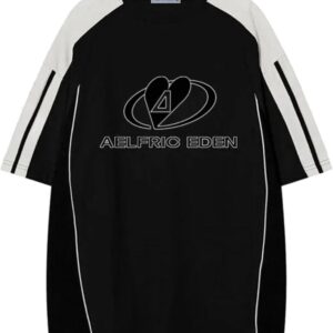 Aelfric Eden Mens Racing Tee Vintage Oversize Shirts Summer Unisex Printed Casual Tee Streetwear Harajuku Top Tshirt