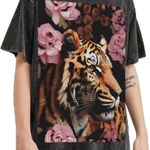 Animal Tiger Leopard Print Print Men's Oversized Cotton Summer T-Shirts Vintage Tee Loose Fit Short Sleeve Casual Tshirts