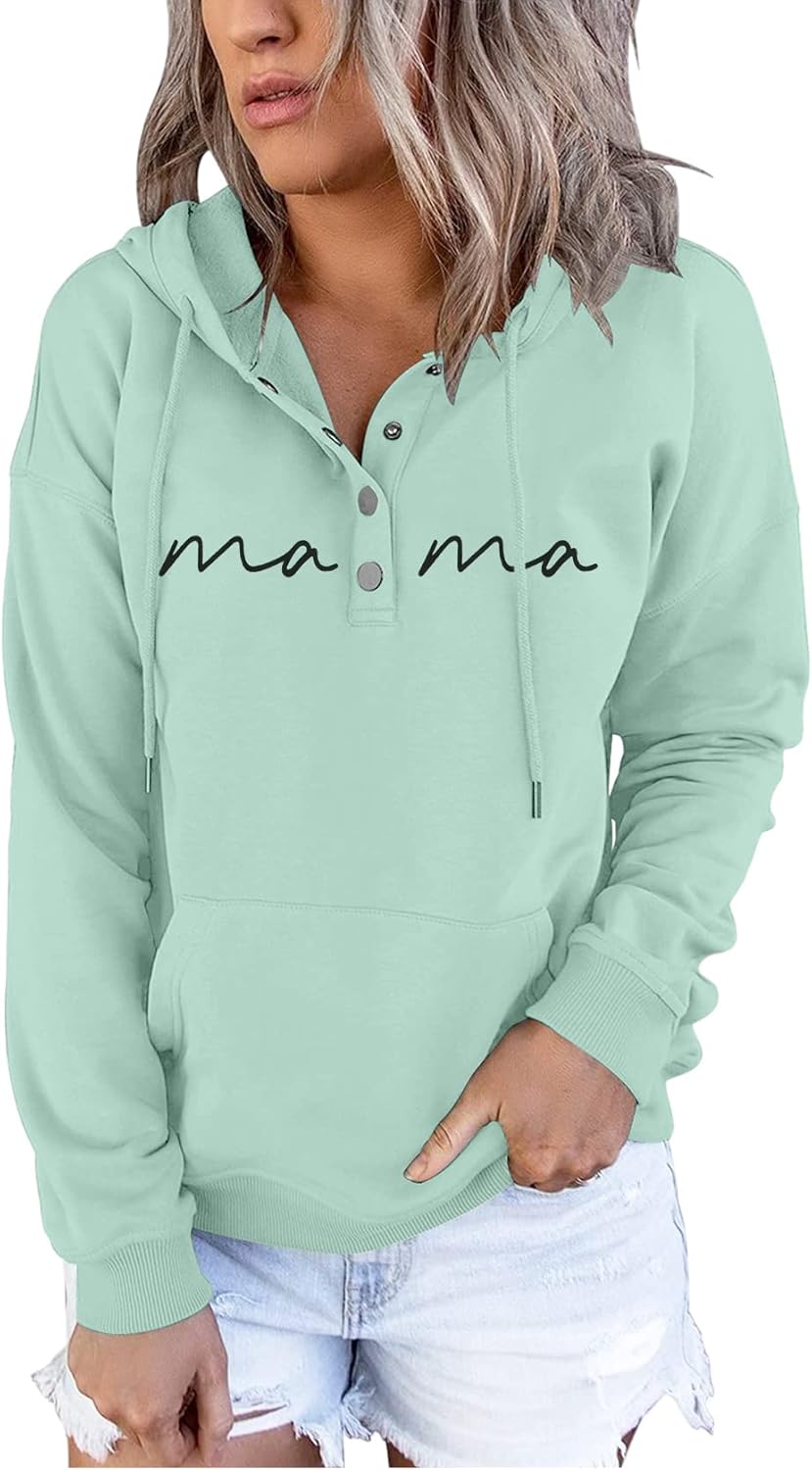 ASTANFY Womens Crewneck Sweatshirt Mama Letter Print Long Sleeve Loose Fashion Pullover Top - Image 6