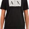 A|X ARMANI EXCHANGE mens Crew Neck Logo Tee T Shirt, Grid Logo Navy, Medium US