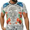 Barabas Men's Rhinestone Medusa Floral Baroque Design T-Shirt STP3003