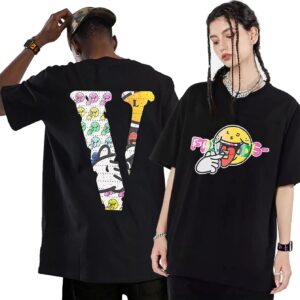 Fashion Men's Short Sleeved T-Shirt V Letter Printed Tops Casual Couple T-Shirt Hip Hop Short Sleeved Tops