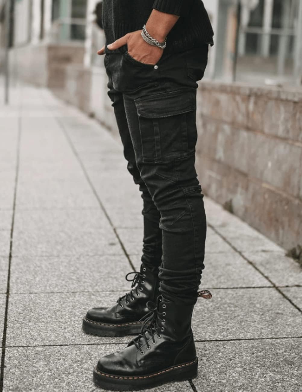 HUNGSON Men's Slim Fit Stretch Jeans Ripped Skinny Jeans for Men, Distressed Straight Leg Fashion Comfort Flex Waist Pants - Image 4