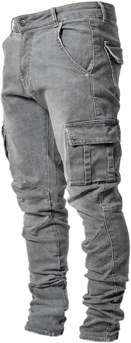 HUNGSON Men's Slim Fit Stretch Jeans Ripped Skinny Jeans for Men, Distressed Straight Leg Fashion Comfort Flex Waist Pants - Image 11