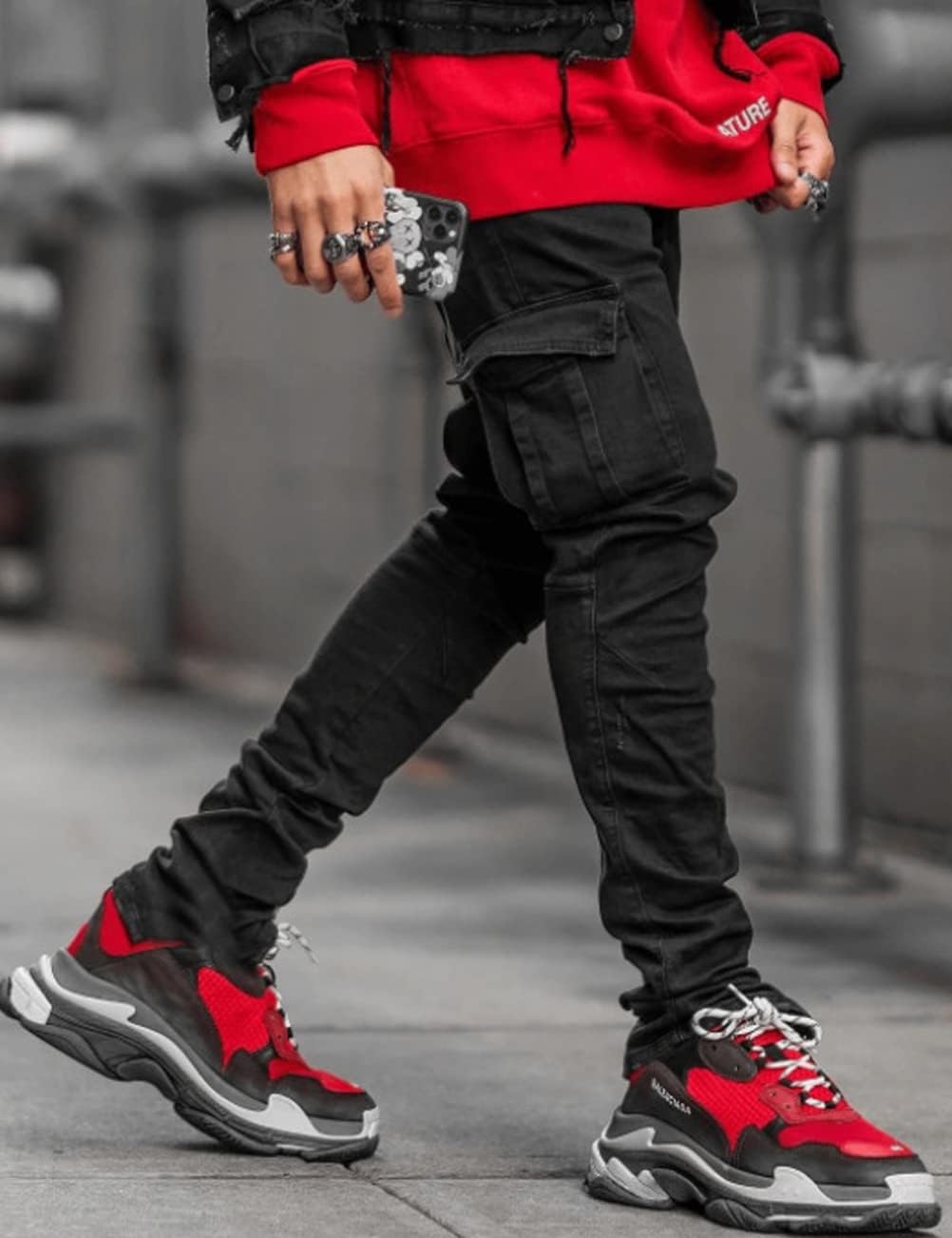 HUNGSON Men's Slim Fit Stretch Jeans Ripped Skinny Jeans for Men, Distressed Straight Leg Fashion Comfort Flex Waist Pants - Image 2