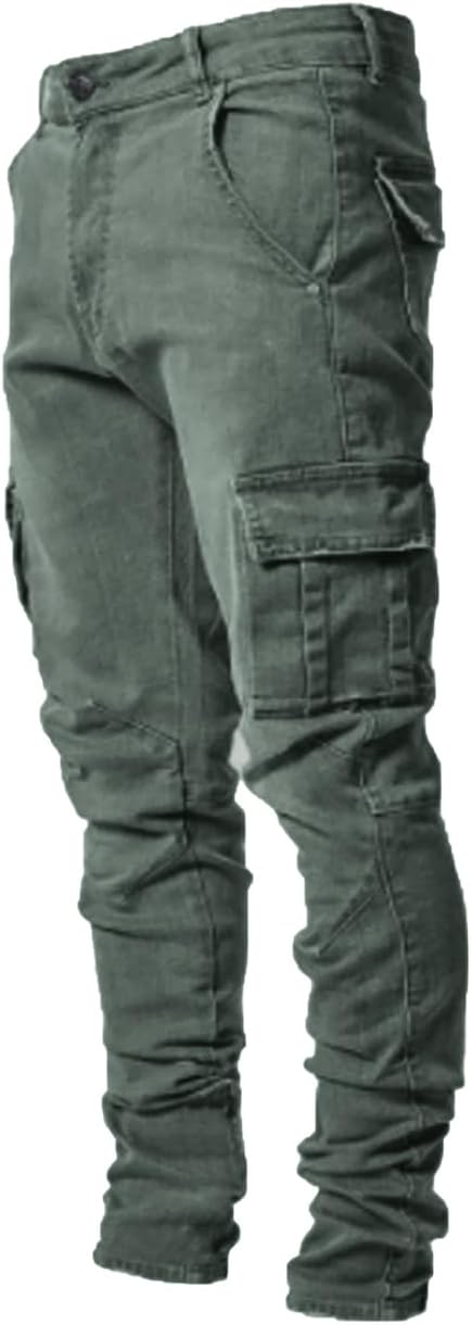 HUNGSON Men's Slim Fit Stretch Jeans Ripped Skinny Jeans for Men, Distressed Straight Leg Fashion Comfort Flex Waist Pants - Image 10