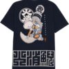 Japanese Design T-Shirts (Discharge Print Series/Salamander UN - Navy M) 100% Cotton/Streetwear Oversized Unisex Graphic Tee T Shirt Men Women