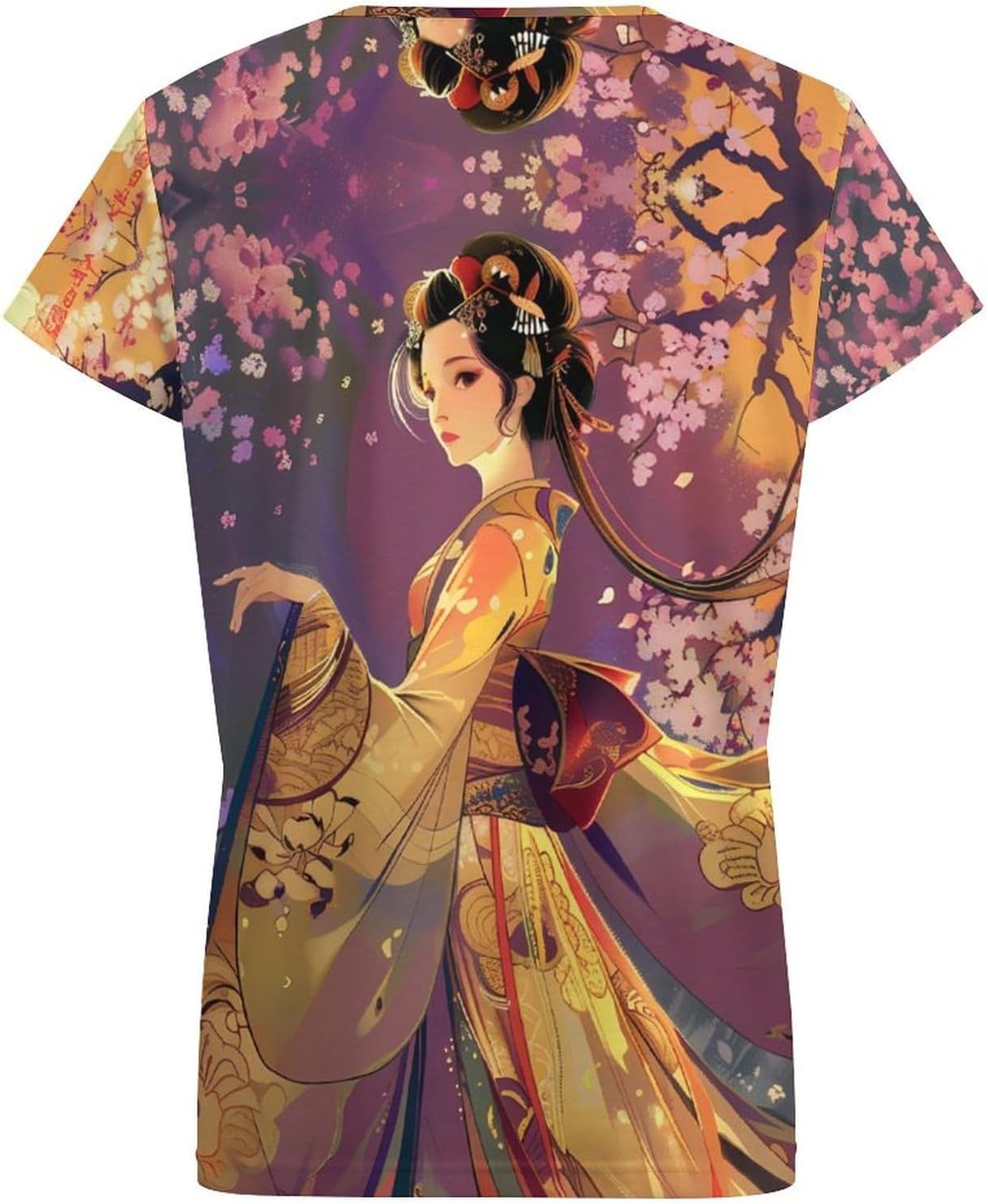 Japanese Woman Pre-Printed Pattern Womens V Neck Short Sleeve T Shirts Summer Tops Tees Fashion Outfits Clothes - Image 4