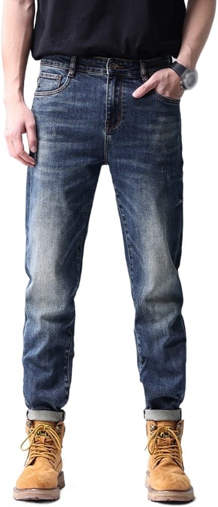 Jeans are Versatile in Spring and with Elastic Fit and Straight Leg Pants(37) Blue