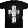 Kerusso Fear Not for Jesus The Lion of Judah Has Triumphed Cross Black Cotton Crew Neck T-Shirt, Small