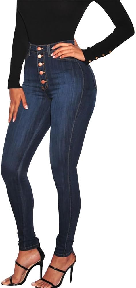 KUNMI Womens Curvy High Waist Stretch Butt Lifting Skinny Colombian Jeans - Image 7