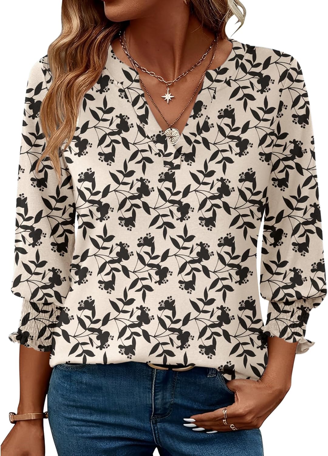 LOMON Women's 2025 Fashion Tops 3\/4 Length Sleeve Business Casual Blouses Summer Tees Shirts - Image 24