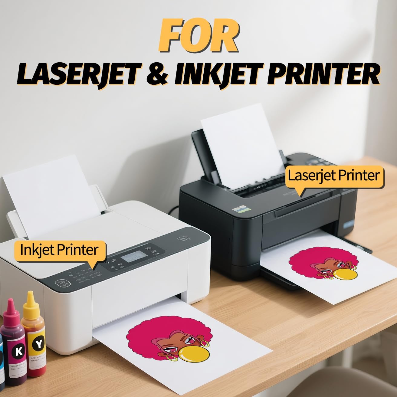 Lovein Pinkie Iron on Heat Transfer Paper for T Shirts (10 Sheets, 8.5x11'', Light Plus) Printable Heat Transfer Vinyl for Laserjet & Inkjet Printer Iron on Transfers Paper for Light Fabric (PK-L3-10) - Image 2