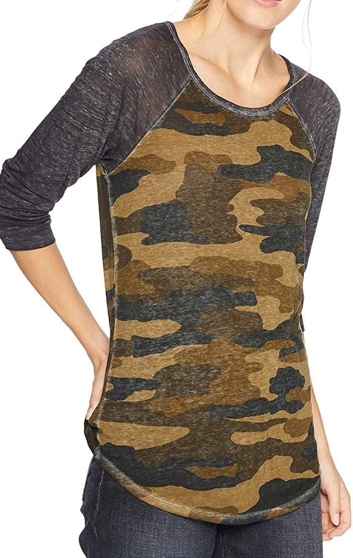 Lucky Brand Women's 3\/4 Sleeve Camo Tee