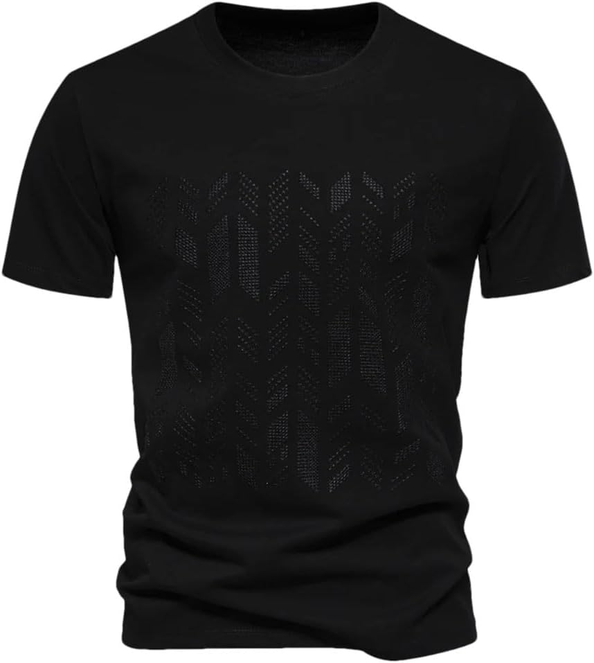 Men's Cotton Short Sleeve Embroidery Printing T-Shirt Summer Lightweight Running Sports Tee Shirts