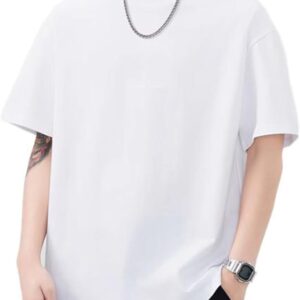 Men's Printed Japanese Streetwear Short Sleeve T-Shirt for Casual Wear-White-Large