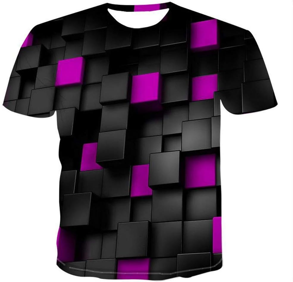 NSUQOA JSEIAJB Large Size Men T-Shirt Geometric Circle 3D Printed Top Tees Fashion O-Neck Short Sleeve Casual Loose Men Shirts(D,XL Code) - Image 4