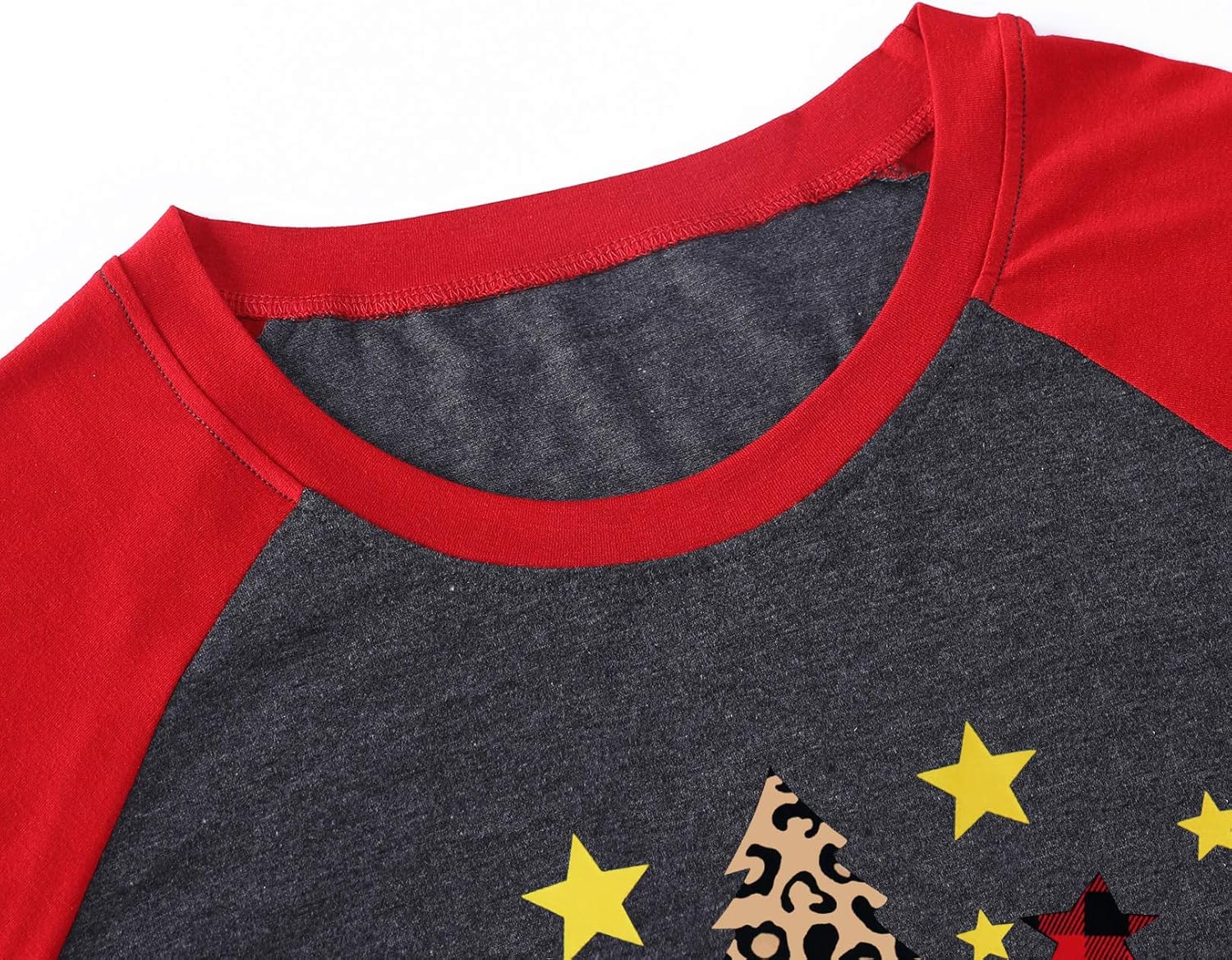 Plus Size Christmas T Shirt Women Xmas Leopard Plaid Trees Print Tees Casual Long Sleeve Holiday Shirts Top - Image 3