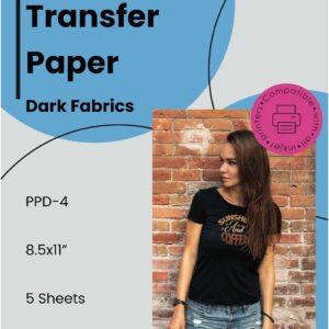PPD 5 Sheets 8.5x11" - Inkjet Iron-on Heat Transfer Paper for Black & Dark Fabric and T-Shirts - Premium - PPD-4-5