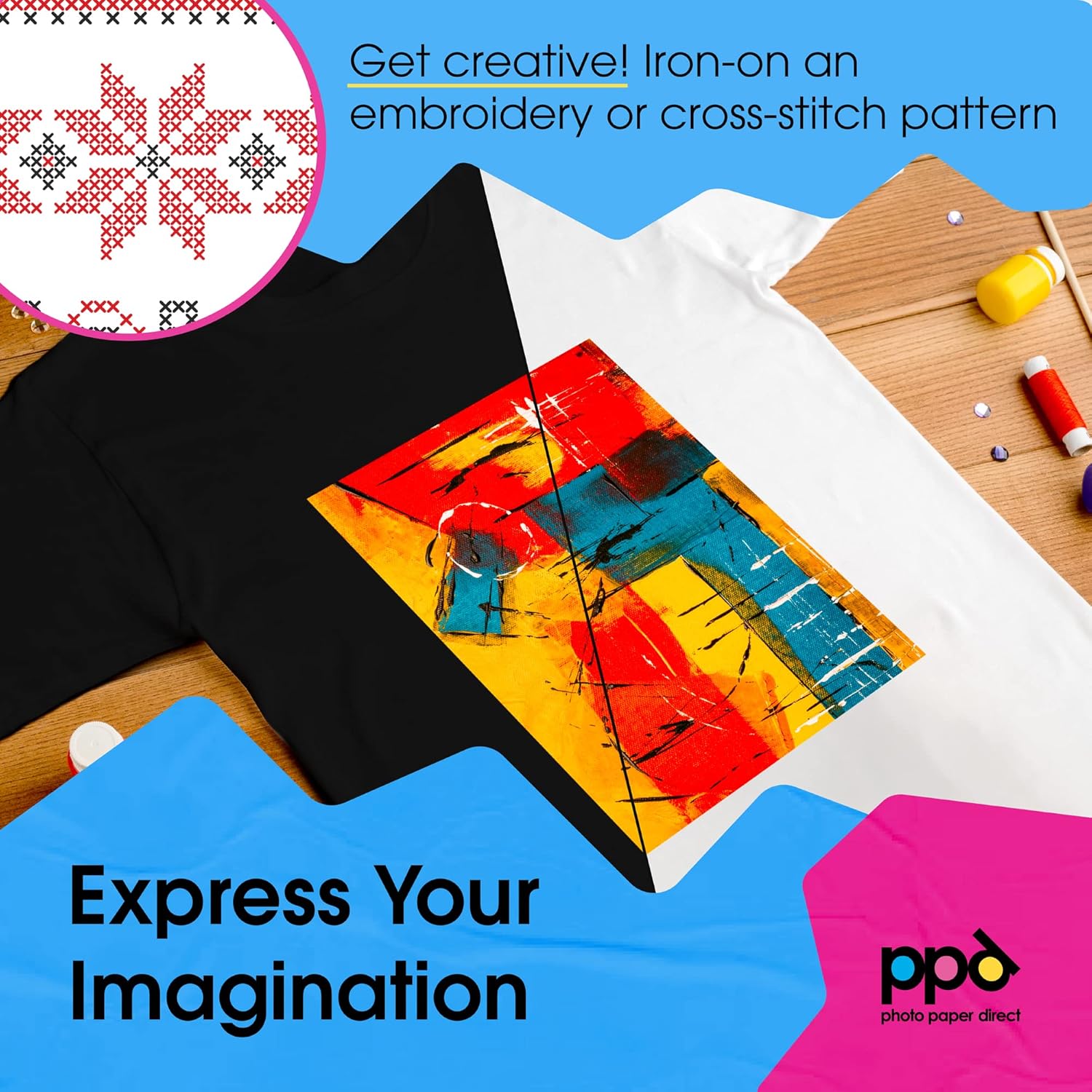 PPD Iron on Transfer Paper for Light and Dark Fabric, Compatible with Inkjet Printer, 8.5 x 11 Printable Heat Bond Transfer for T Shirts & Clothing, Stretchy & Washable, DIY (20 Light\/20 Dark Sheets) - Image 6