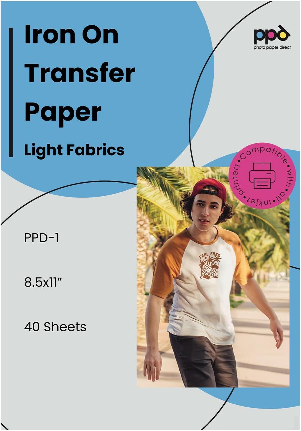 PPD Iron on Transfer Paper for Light and Dark Fabric, Compatible with Inkjet Printer, 8.5 x 11 Printable Heat Bond Transfer for T Shirts & Clothing, Stretchy & Washable, DIY (20 Light\/20 Dark Sheets) - Image 11