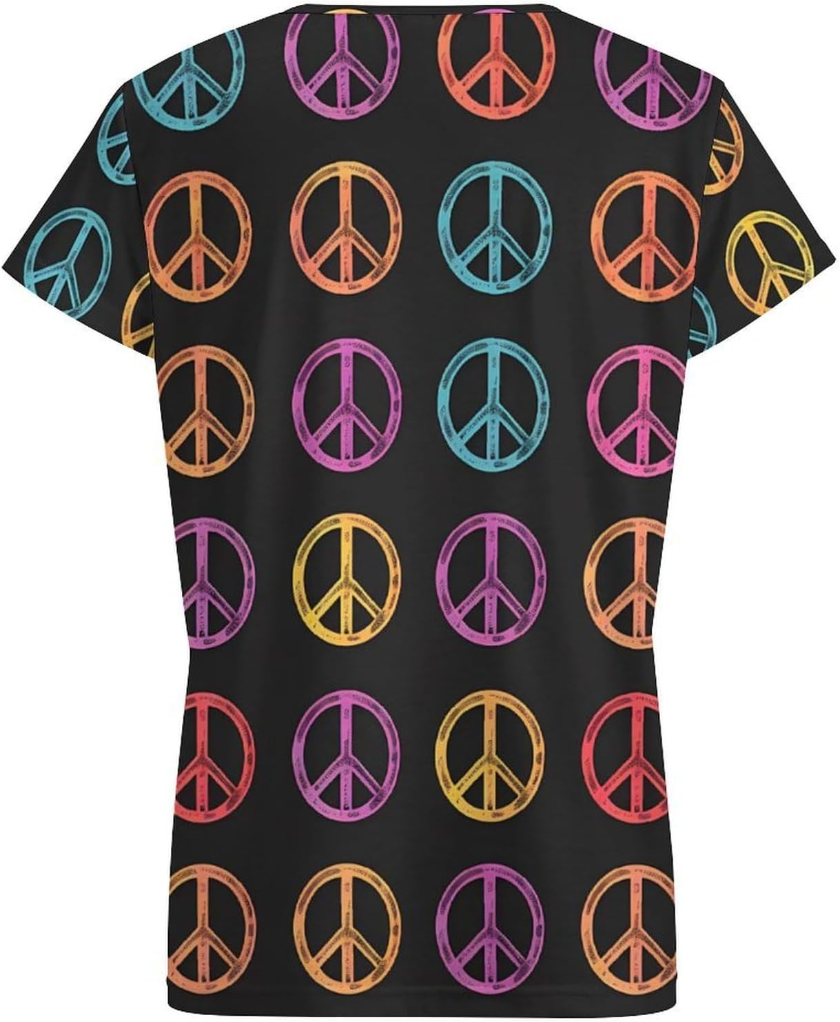 Rainbow Peace Printed Womens V Neck Short Sleeve T Shirts Summer Tops Tees Fashion Outfits Clothes - Image 4
