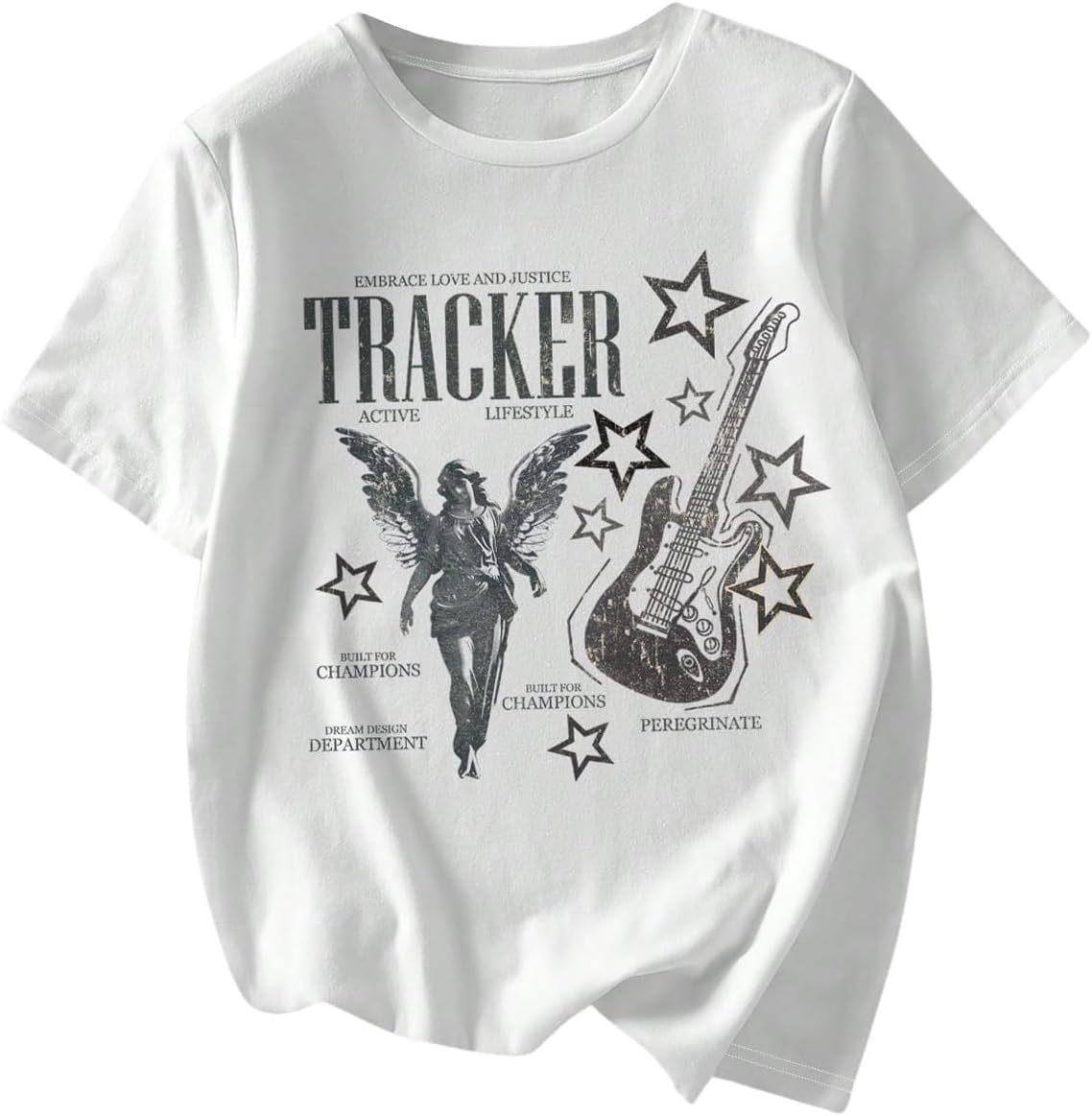 RoseSeek Women's Graphic Letter Tee Crew Neck Drop Shoulder Trendy Summer T Shirt Short Sleeve Vintage Car Print Top - Image 46