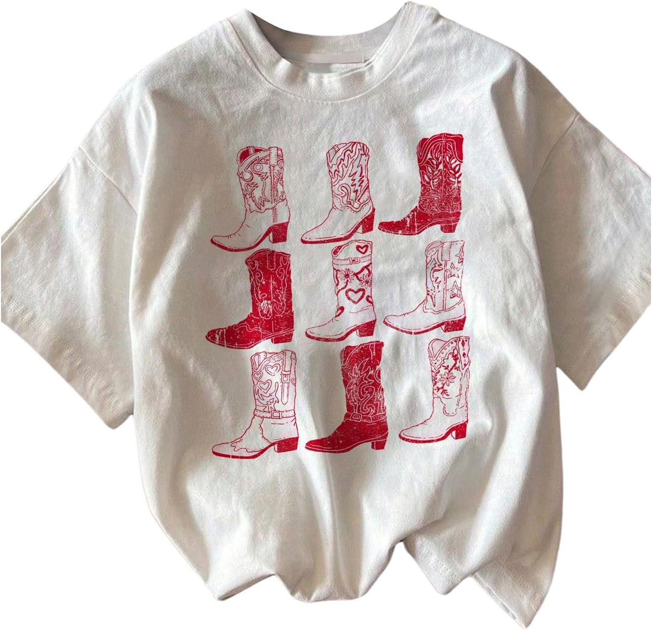 RoseSeek Women's Graphic Letter Tee Crew Neck Drop Shoulder Trendy Summer T Shirt Short Sleeve Vintage Car Print Top - Image 28