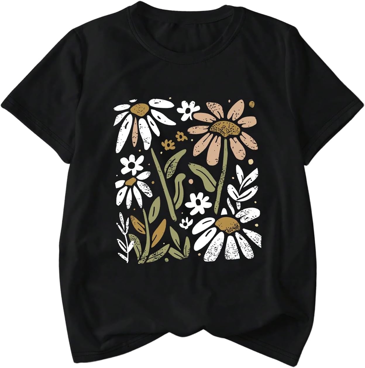 RoseSeek Women's Graphic Letter Tee Crew Neck Drop Shoulder Trendy Summer T Shirt Short Sleeve Vintage Car Print Top - Image 41