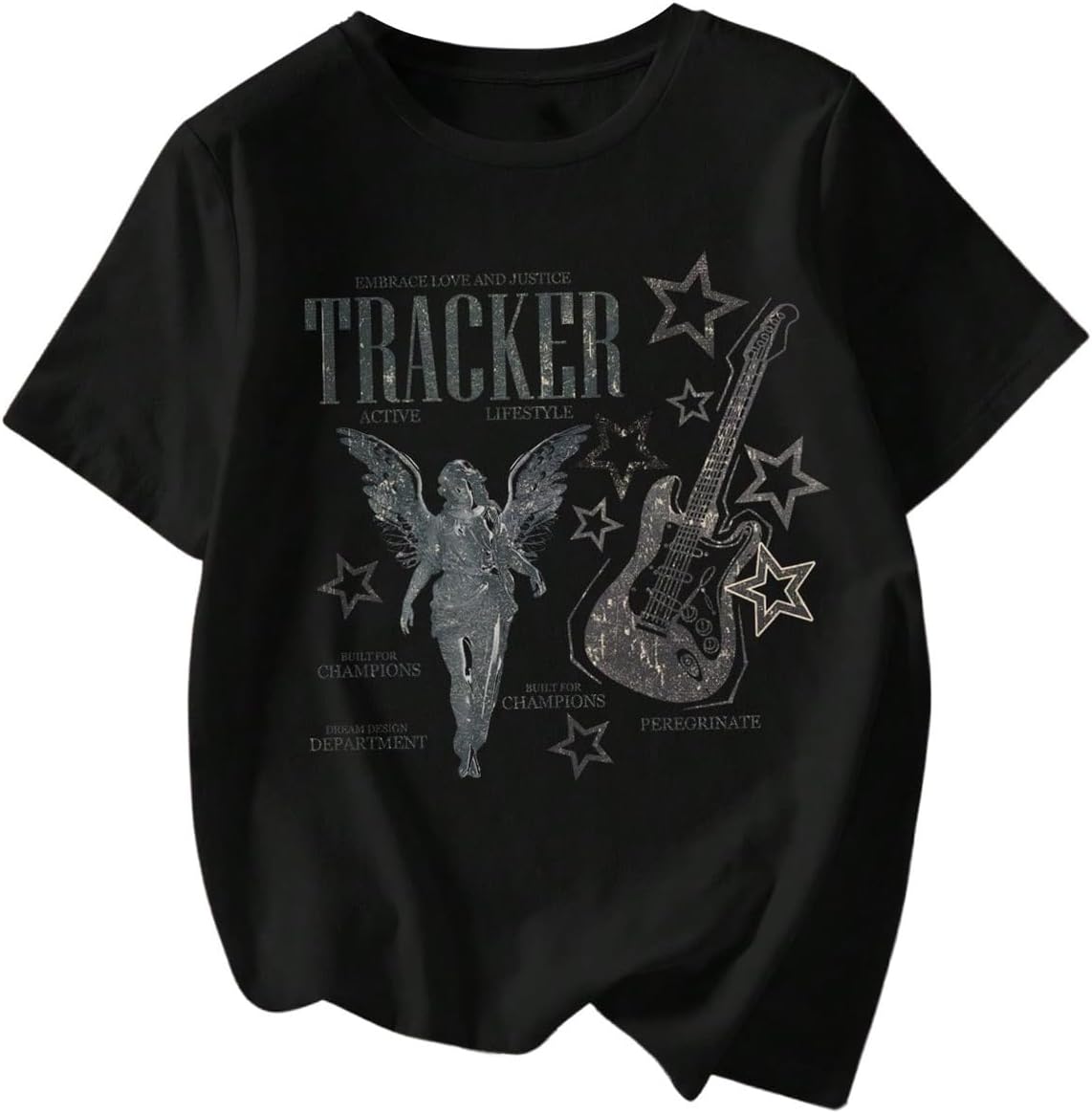 RoseSeek Women's Graphic Letter Tee Crew Neck Drop Shoulder Trendy Summer T Shirt Short Sleeve Vintage Car Print Top - Image 11