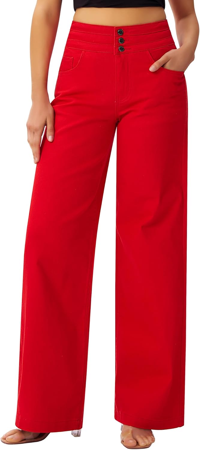 roswear Women's Wide Leg Jeans Casual High Waisted Stretch Baggy Loose Denim Pants - Image 10