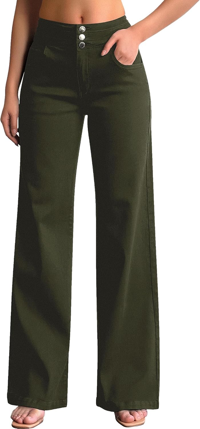 roswear Women's Wide Leg Jeans Casual High Waisted Stretch Baggy Loose Denim Pants - Image 16