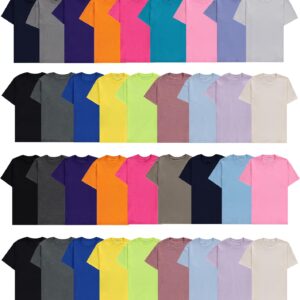 SOCKS'NBULK Men's Cotton Crew Neck Regular T-Shirts Bulk Short Sleeve Lightweight Tees Mix Colors