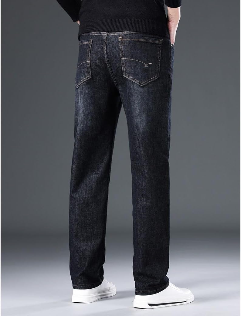 Spring and Autumn Jeans Loose Straight Leg Pants Versatile Elastic Pants(32) Blue - Image 2