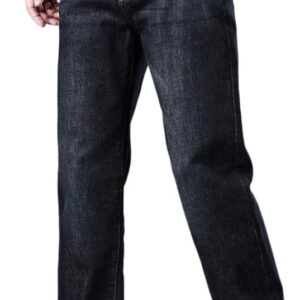 Spring and Autumn Jeans Loose Straight Leg Pants Versatile Elastic Pants(36) Blue