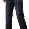 Spring and Autumn Jeans Loose Straight Leg Pants Versatile Elastic Pants(42) Blue