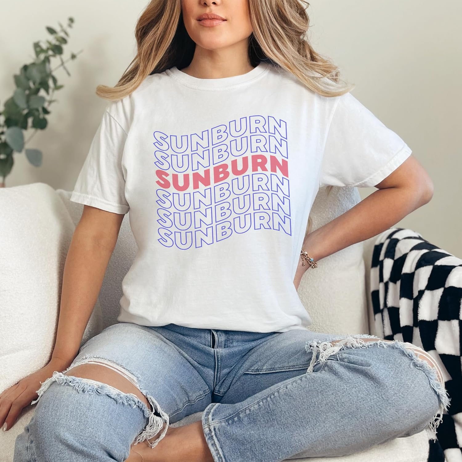 Sunburn Graphic Tee, Summer T-Shirt, Bold Design Shirt, Eye-Catching Print, Cool Casual Wear, Statement Tee for Men and Women - Comfort Color T-Shirt White - Image 2