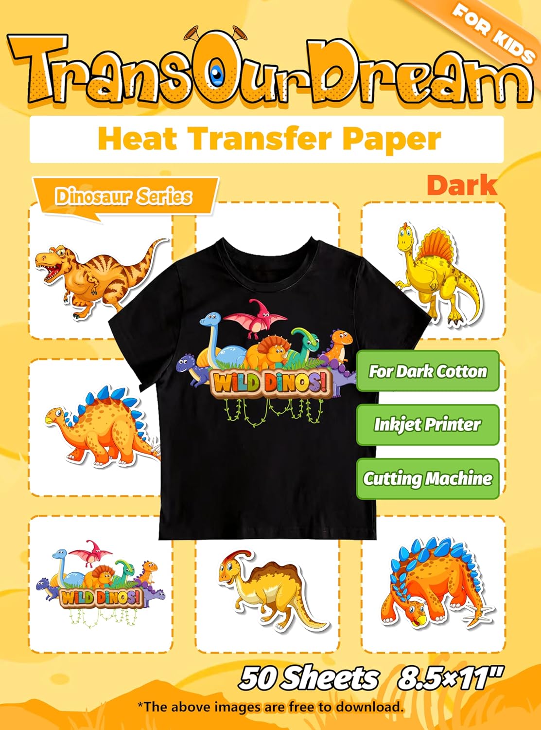 TransOurDream Dark Heat Transfer Paper for Inkjet Printer (20 Sheets, 8.5x11") Iron on Transfers for Dark Fabric, Printable Heat Transfer Vinyl for T Shirts, Stretchable & Washable - Image 11