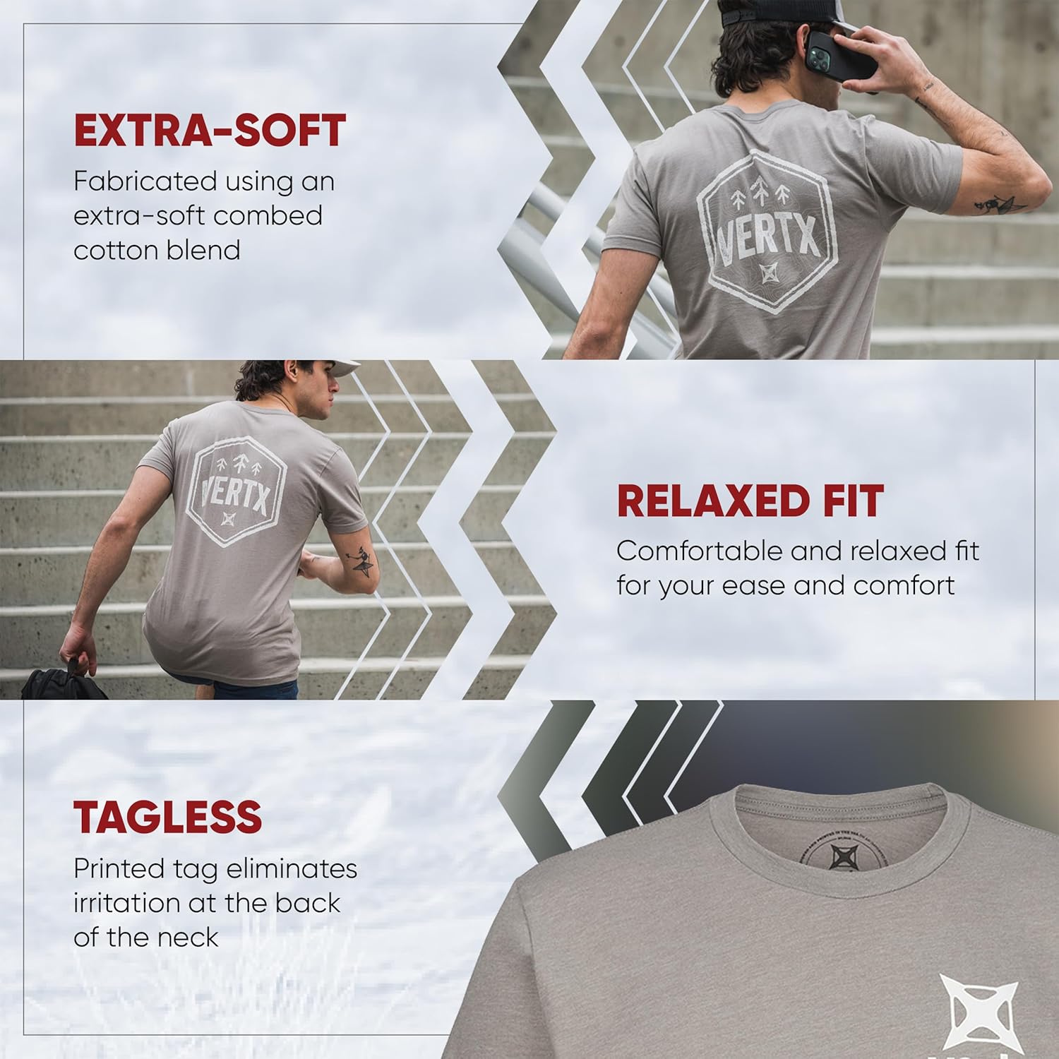 Vertx Hexagon Arrow Graphic Tee for Men, Tactical T-Shirts, Short Sleeve, Premium Cotton Blend Clothing - Image 4