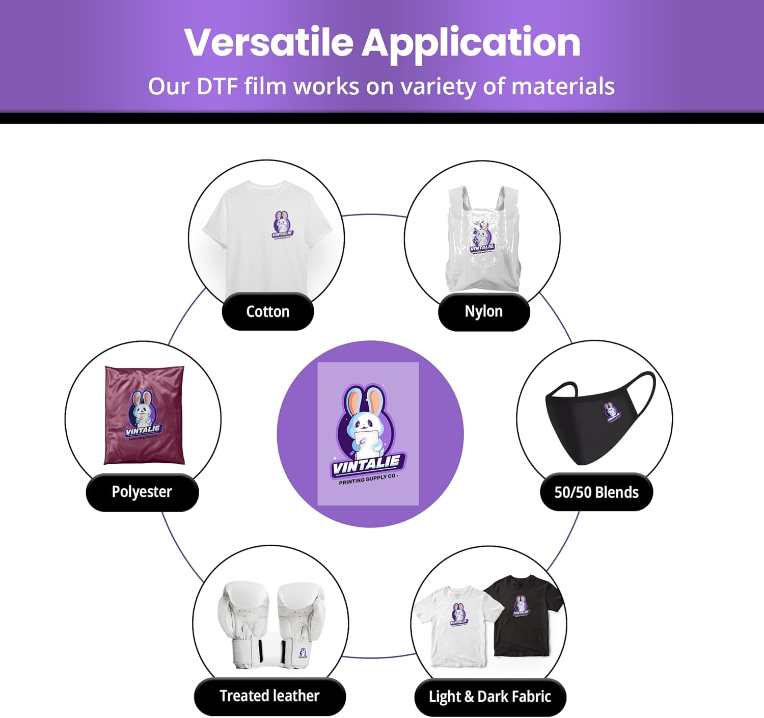 Vintalie DTF Transfer Film \u2013 A4 (8.5\u201Dx11\u201D)50 Sheets Premium Matte Double Sided DTF Film PET Transfer Paper Direct to T Shirts - Image 5