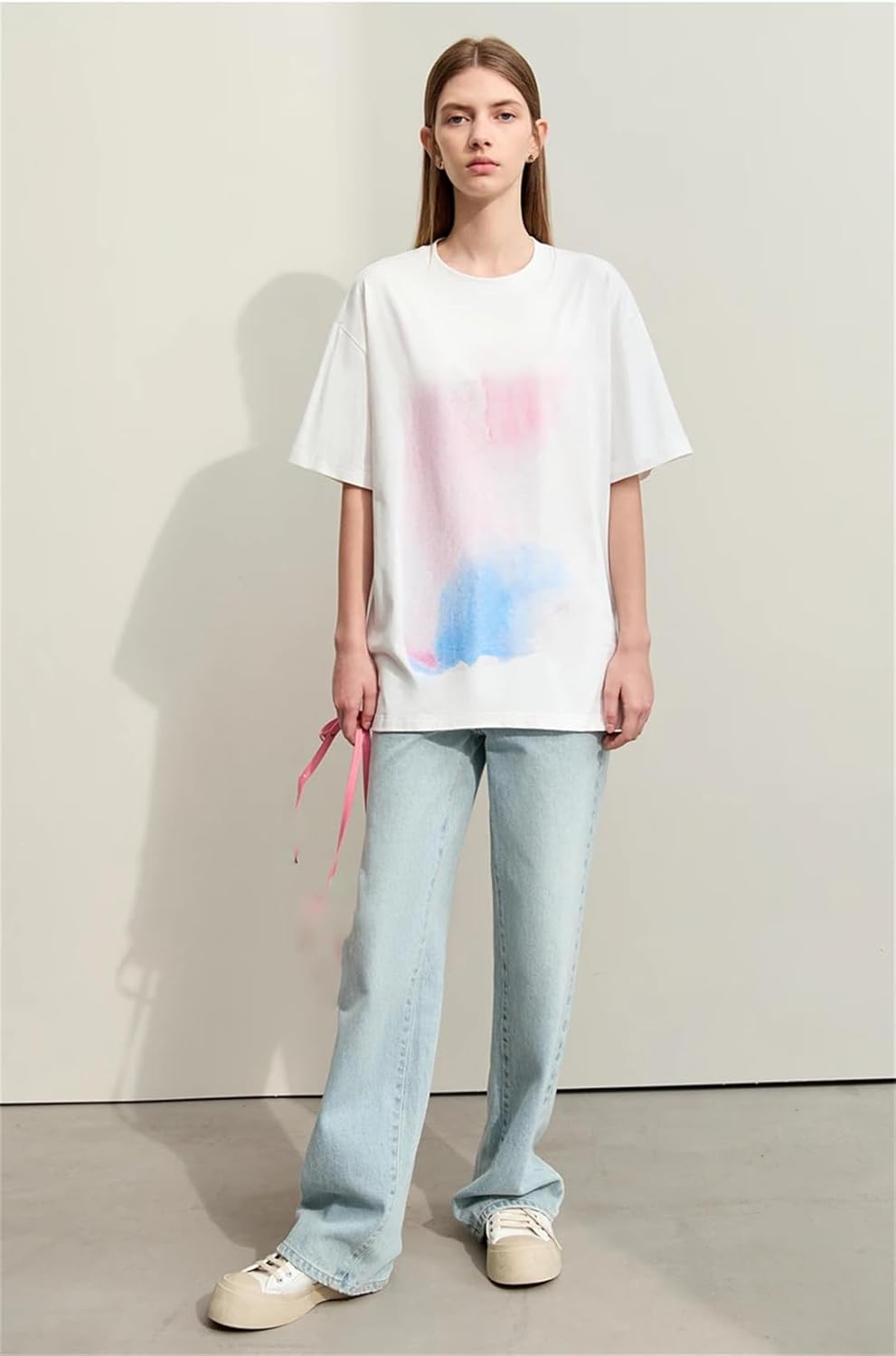 Women T-Shirts Casual Round Neck Printing Cotton Loose Tee Tops Short Sleeves - Image 2