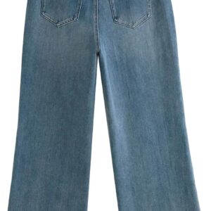 Women's Full Length High Waist Jeans Cotton Elastic Retro Denim Pants Office Lady Trousers