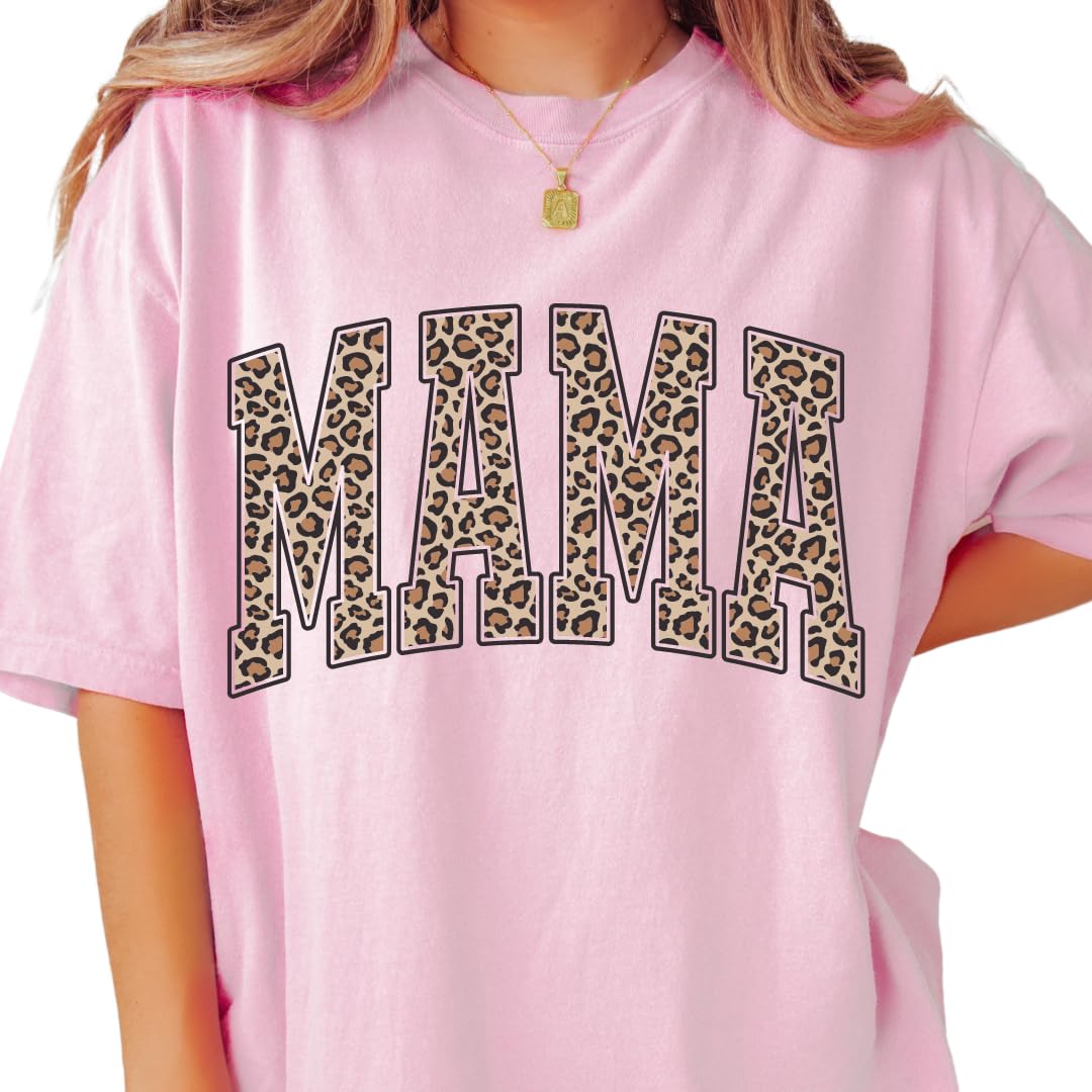 Womens Mama Leopard Print T-Shirts Short Sleeve Mama Shirts Cheetah Mom Graphic Tees Tops Mother's Day Shirt - Image 4
