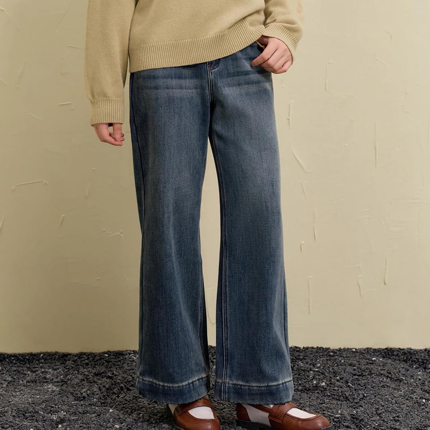 Women's Plus Size High Waist Straight Jeans Blue Loose Fit Cotton Denim Pants - Image 2