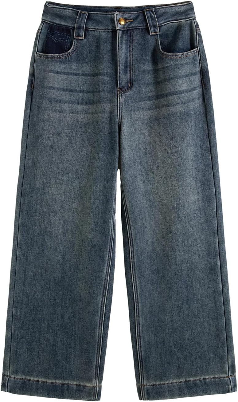 Women's Plus Size High Waist Straight Jeans Blue Loose Fit Cotton Denim Pants - Image 4