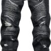 XIMXIMMTIAN Men's Biker Moto Washed Distressed Slim Fit Straight Jeans Denim