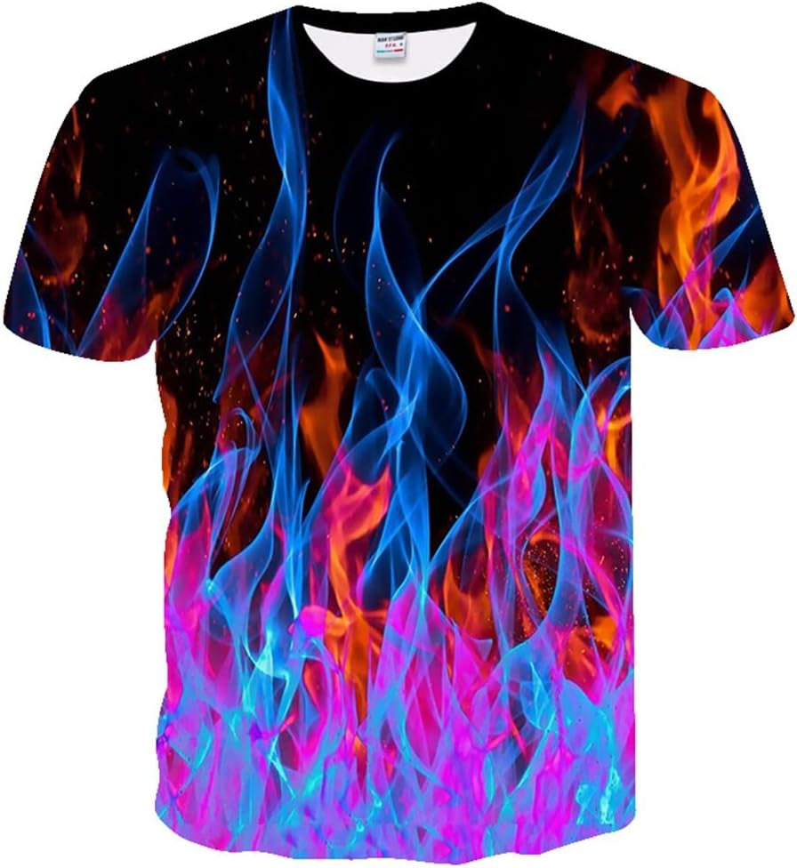 ZUIAI Casual T-Shirts 3D Printing Large Size Street Casual Loose Short Sleeve Streetwear Tops